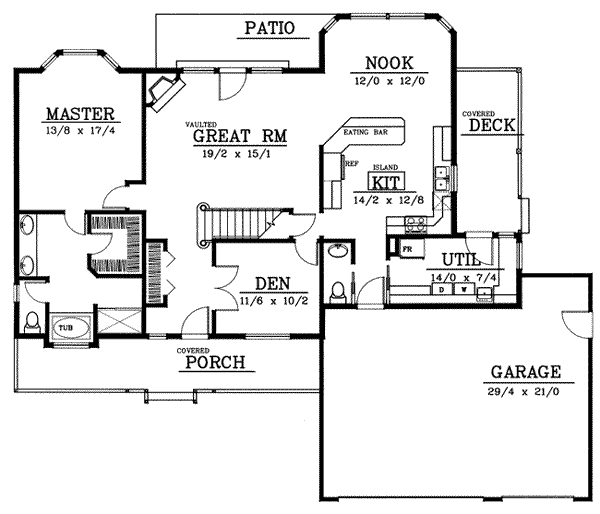 Architectural House Design - Traditional Floor Plan - Main Floor Plan #98-212