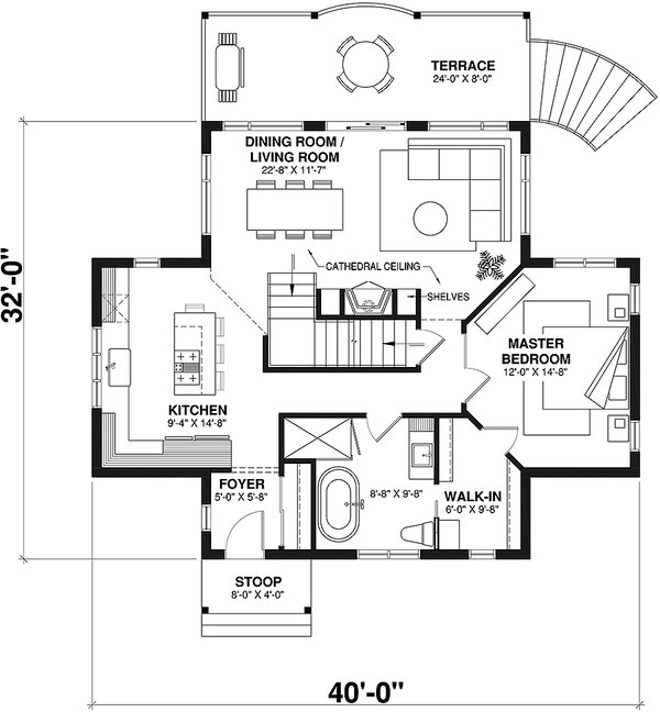 House Design - Country Floor Plan - Main Floor Plan #23-757