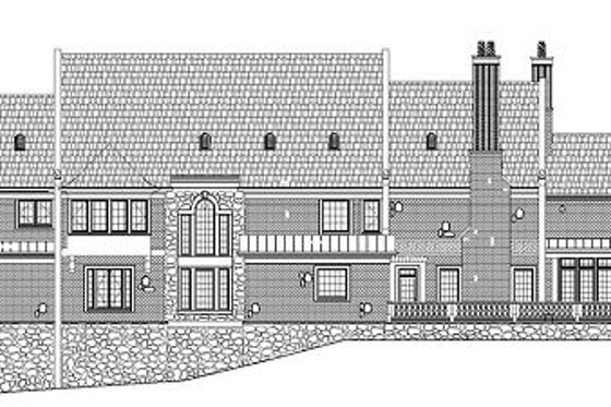 Exterior - Rear Elevation for European House Plan #119-301 - 5 bed, 5 bath