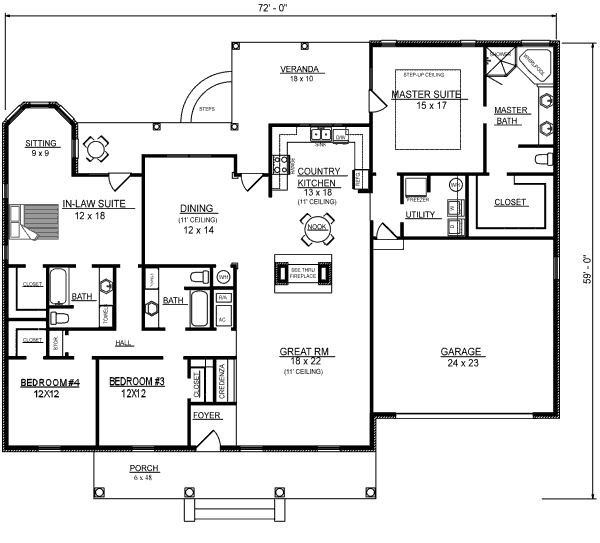 Architectural House Design - European Floor Plan - Main Floor Plan #14-246