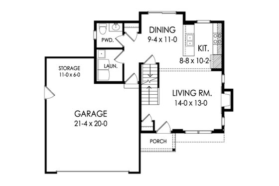 Floor Plan - Main Floor for Traditional House Plan #1010-219 - 3 bed, 1.5 bath