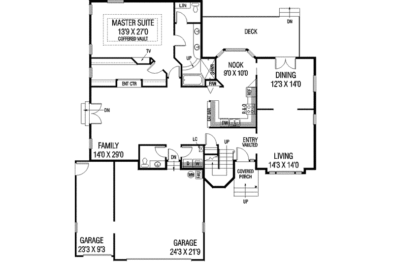 Home Plan - Floor Plan - Main Floor for Traditional House Plan #60-552 - 4 bed, 2.5 bath