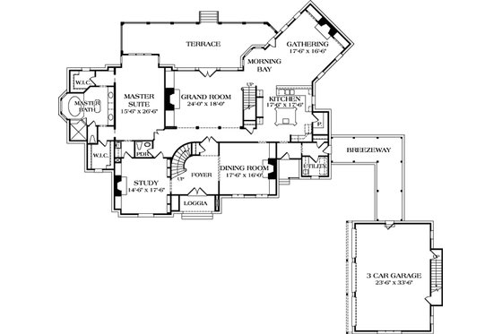 Floor Plan - Main Floor for European House Plan #453-47 - 5 bed, 4.5 bath