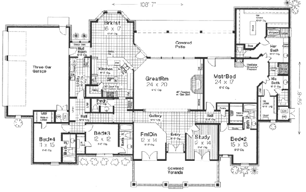 Country Floor Plan - Main Floor Plan #310-555
