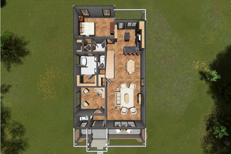 Home Plan - Floor Plan - Main Floor 1 for Cottage House Plan #513-2217 - 3 bed, 2.5 bath