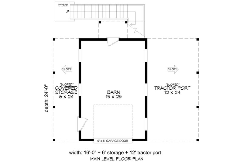 House Blueprint - Floor Plan - Main Floor for Barndominium House Plan #932-1173, 1 bath