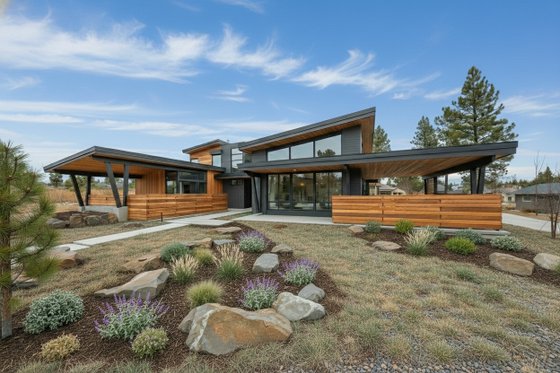 Exterior - Front Elevation 3 for Contemporary House Plan #892-23 - 3 bed, 3.5 bath