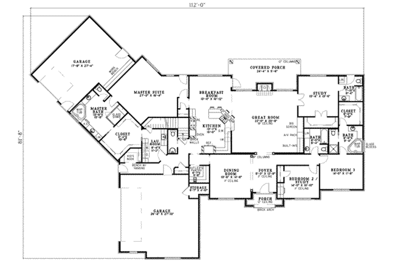 Dream House Plan - Floor Plan - Main Floor for Traditional House Plan #17-2122 - 3 bed, 4.5 bath