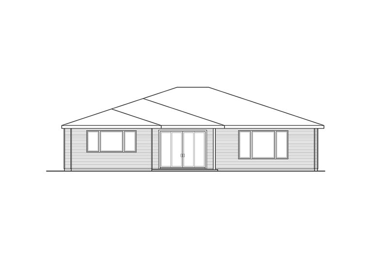 House Blueprint - Exterior - Rear Elevation for Prairie House Plan #124-1195 - 3 bed, 2 bath