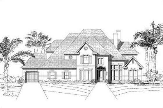 Exterior - Front Elevation for European House Plan #411-551 - 5 bed, 4.5 bath