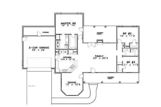 Floor Plan - Main Floor for Country House Plan #8-116 - 3 bed, 2 bath