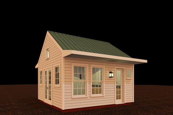 Exterior - Front Elevation for Colonial House Plan #917-23 - 1 bed, 1 bath