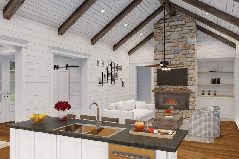 House Blueprint - Interior - Family Room 1 for Farmhouse House Plan #923-350 - 4 bed, 3.5 bath