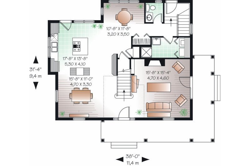 Architectural House Design - Floor Plan - Main Floor for European House Plan #23-819 - 3 bed, 1.5 bath