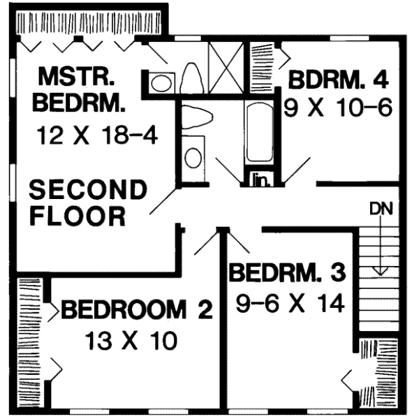 Colonial Floor Plan - Upper Floor Plan #312-117