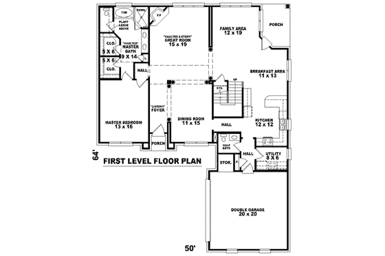 Floor Plan - Main Floor for European House Plan #81-976 - 3 bed, 3.5 bath