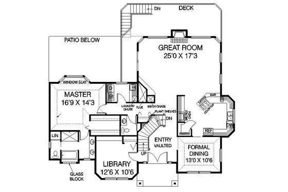 Floor Plan - Main Floor for Traditional House Plan #60-438 - 5 bed, 3.5 bath