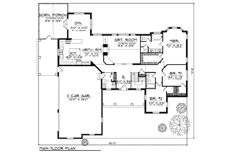 Home Plan - Floor Plan - Main Floor for European House Plan #70-797 - 5 bed, 4 bath