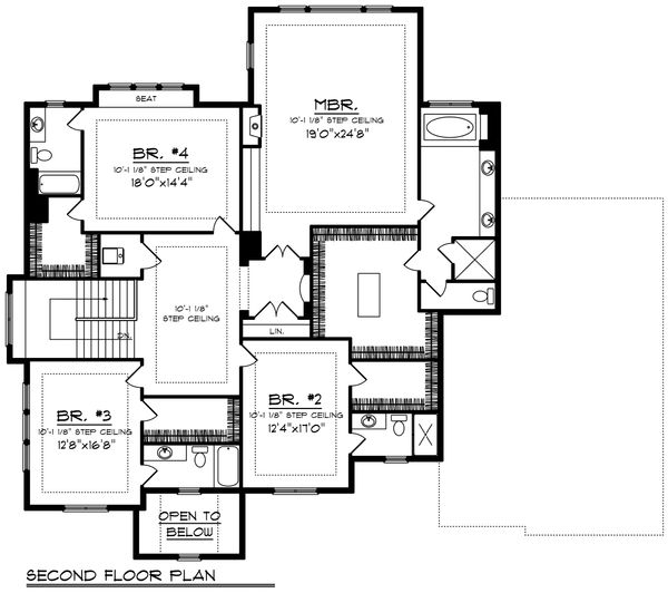 House Design - Tudor Floor Plan - Upper Floor Plan #70-1205