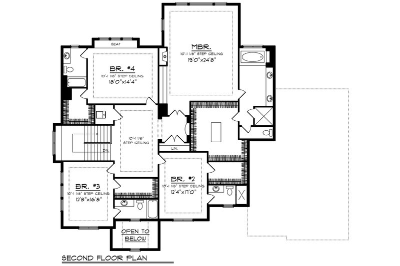 Architectural House Design - Floor Plan - Upper Floor for Tudor House Plan #70-1205 - 4 bed, 4.5 bath