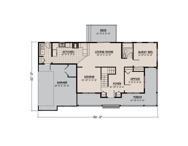 Architectural House Design - Farmhouse Floor Plan - Main Floor Plan #1082-3