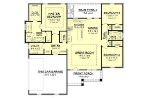 Floor Plan - Main Floor for Craftsman House Plan #430-149 - 3 bed, 2 bath