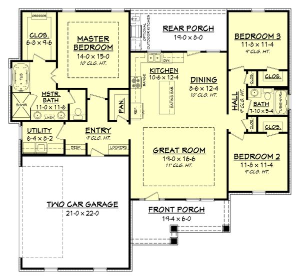 House Plan Design - Craftsman Floor Plan - Main Floor Plan #430-149