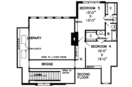 Floor Plan - Upper Floor for European House Plan #312-192 - 5 bed, 3.5 bath