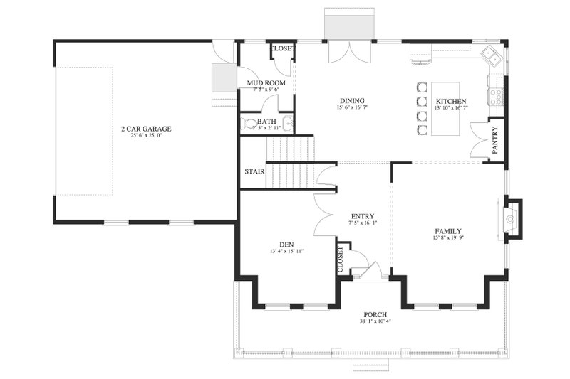 Architectural House Design - Floor Plan - Main Floor for Farmhouse House Plan #1060-140 - 5 bed, 2.5 bath