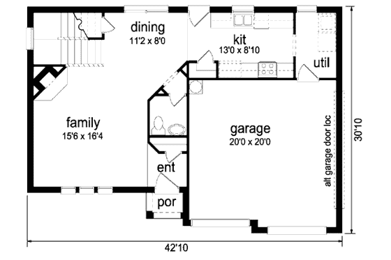 Floor Plan - Main Floor for Traditional House Plan #84-352 - 3 bed, 2.5 bath