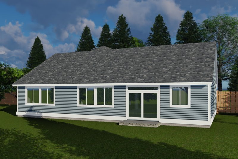 Architectural House Design - Exterior - Rear Elevation for Craftsman House Plan #53-464 - 3 bed, 2 bath