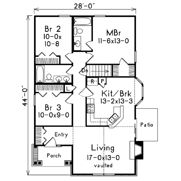 Cottage Floor Plan - Main Floor Plan #57-196
