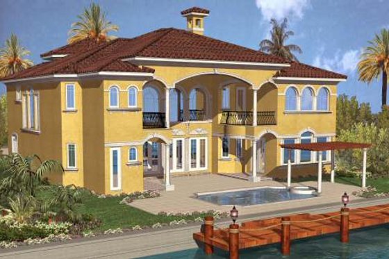 Exterior - Rear Elevation for Mediterranean House Plan #420-170 - 6 bed, 5.5 bath