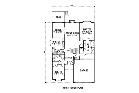 Floor Plan - Main Floor for Traditional House Plan #67-131 - 3 bed, 3 bath