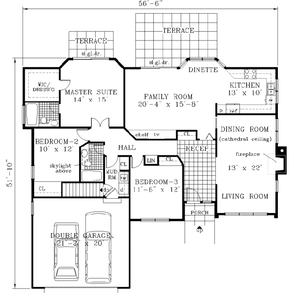 House Blueprint - Traditional Floor Plan - Main Floor Plan #3-151