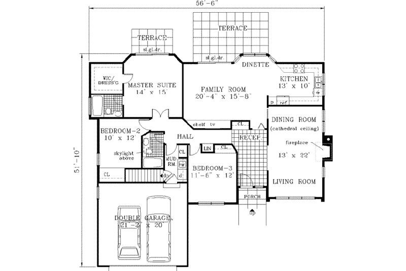 Dream House Plan - Floor Plan - Main Floor for Traditional House Plan #3-151 - 3 bed, 2 bath