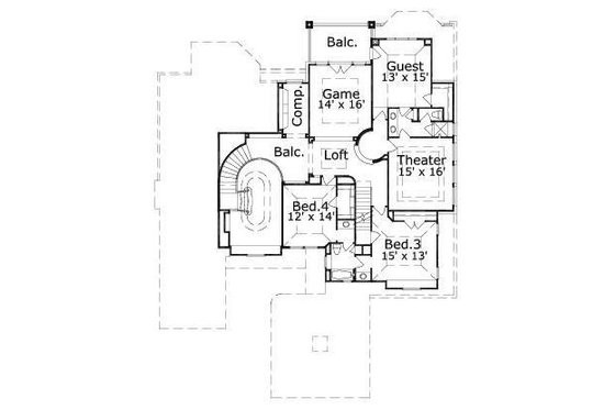 Floor Plan - Upper Floor for European House Plan #411-839 - 5 bed, 4.5 bath