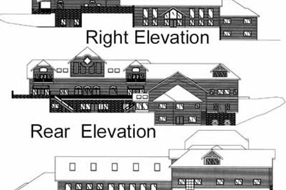 Exterior - Rear Elevation for European House Plan #117-168 - 15 bed, 13 bath