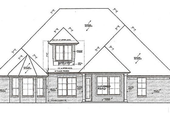 Exterior - Rear Elevation for European House Plan #310-984 - 3 bed, 2.5 bath