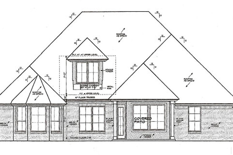 Home Plan - Exterior - Rear Elevation for European House Plan #310-984 - 3 bed, 2.5 bath