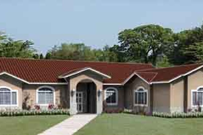 House Blueprint - Adobe / Southwestern Exterior - Front Elevation Plan #1-543