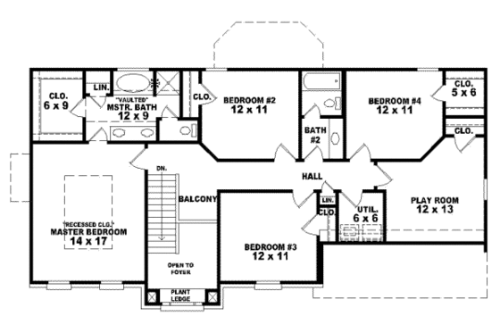 Floor Plan - Upper Floor for European House Plan #81-682 - 4 bed, 2.5 bath