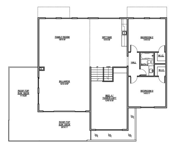 House Blueprint - Modern Floor Plan - Upper Floor Plan #1073-4