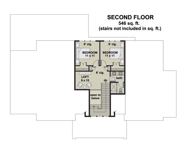 Farmhouse Floor Plan - Upper Floor Plan #51-1163
