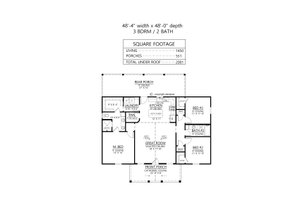 Floor Plan - Main Floor for Farmhouse House Plan #1074-120 - 3 bed, 2 bath