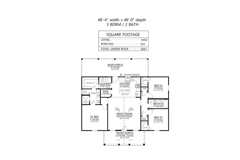 Architectural House Design - Floor Plan - Main Floor for Farmhouse House Plan #1074-120 - 3 bed, 2 bath