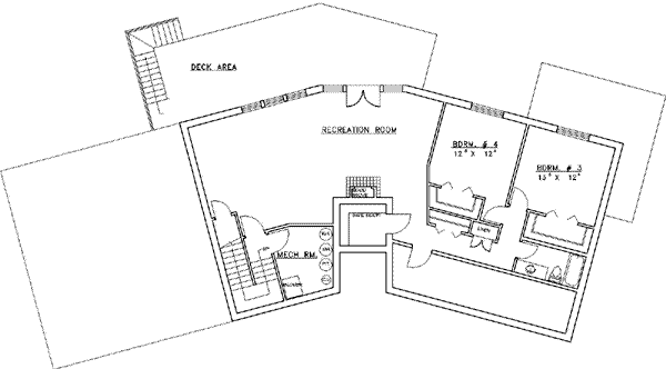 House Plan Design - Traditional Floor Plan - Lower Floor Plan #117-166