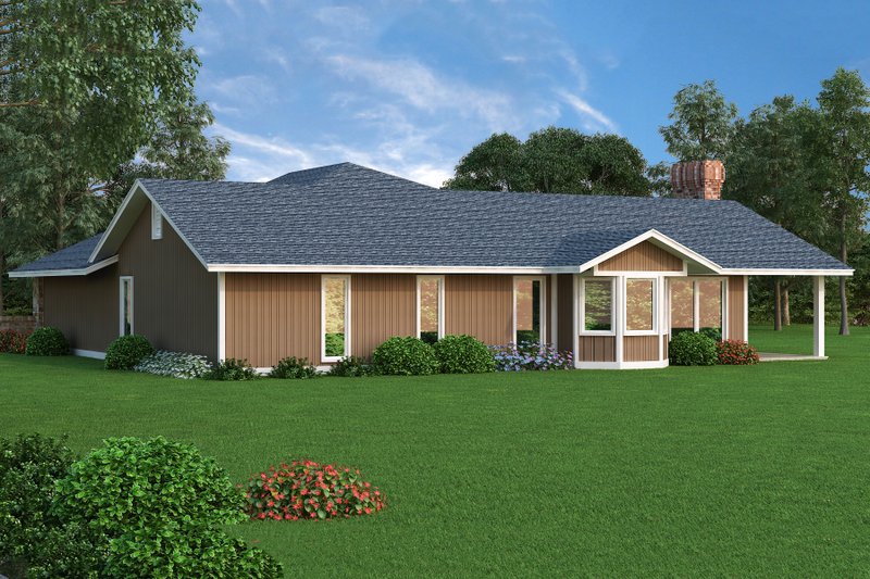 Dream House Plan - Exterior - Rear Elevation for Ranch House Plan #45-375 - 3 bed, 2 bath