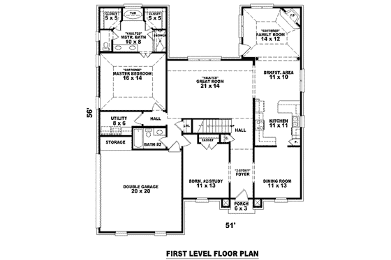 Floor Plan - Main Floor for European House Plan #81-974 - 3 bed, 3 bath
