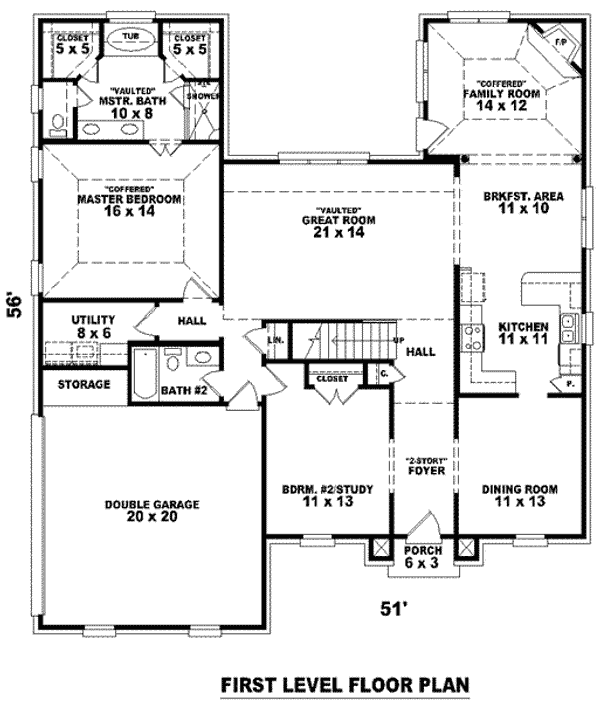 Floor Plan - Main Floor for European House Plan #81-974 - 3 bed, 3 bath